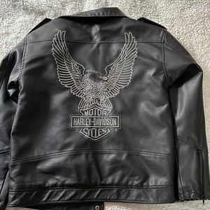 Kids Harley Davidson “Leather” Moto Jacket Size 12/14-Runs small. Excellent cond